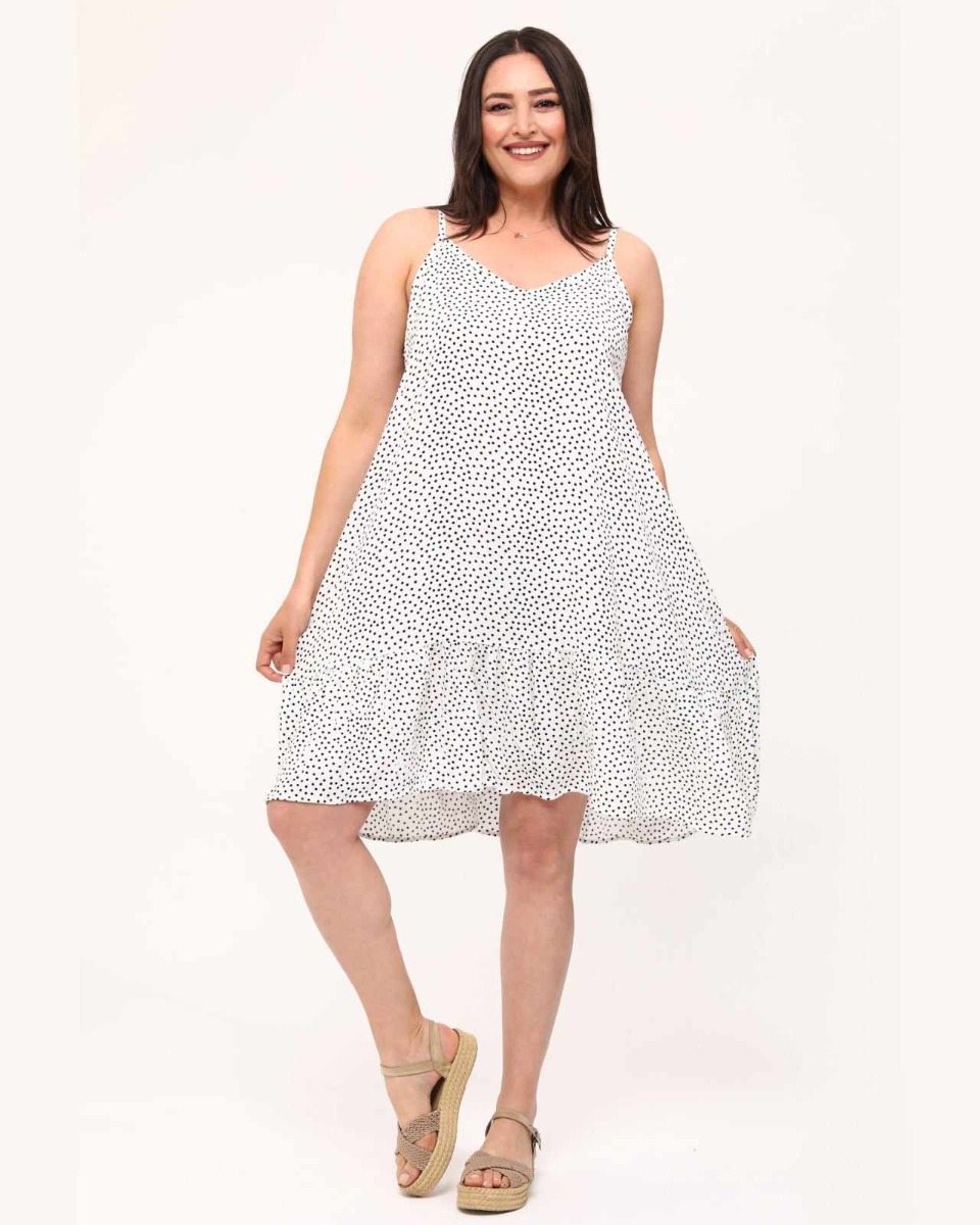 Φόρεμα πουά λευκό