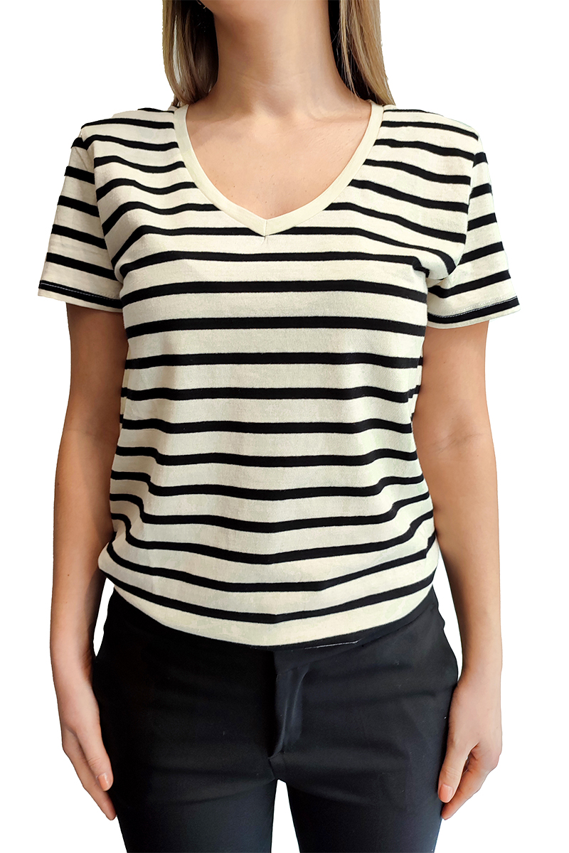 Striped V-Neck T-Shirt 