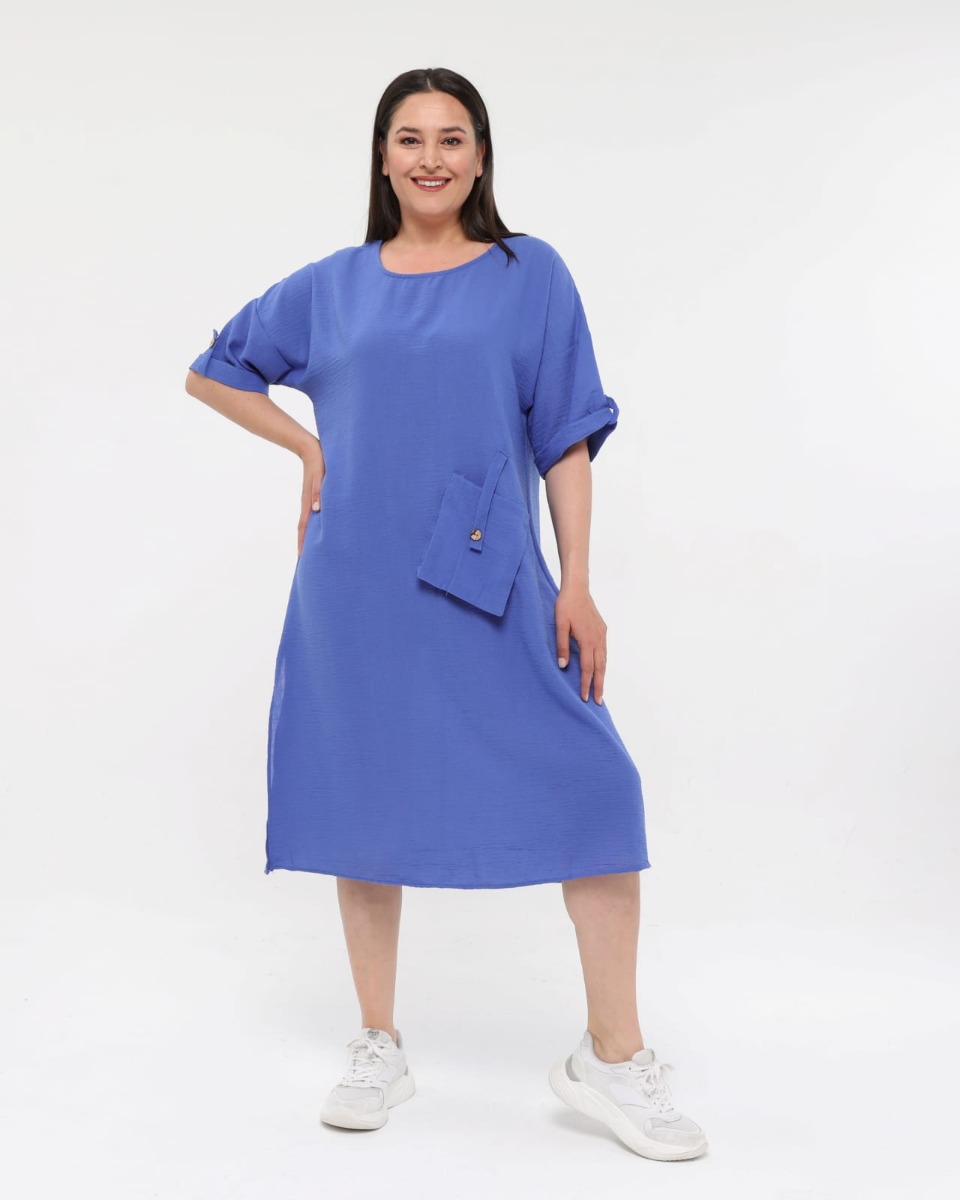 Φόρεμα με διακοσμητική τσέπη μπλε