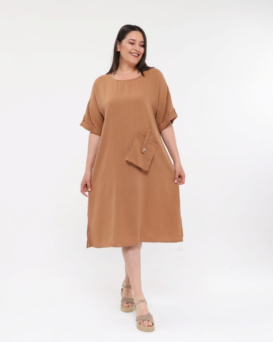 Φόρεμα με διακοσμητική τσέπη Σοκολατί 