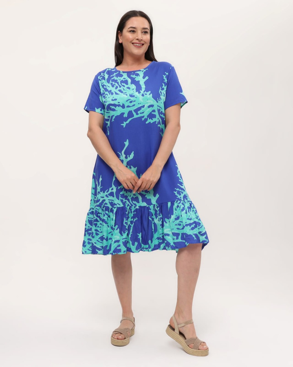 Φόρεμα με αποτύπωση κοραλιού μπλε