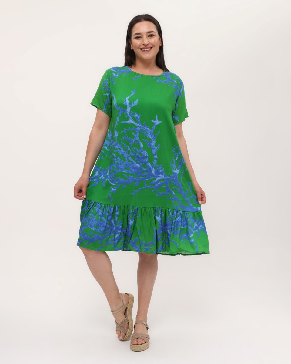 Φόρεμα με αποτύπωση κοραλιού πράσινο